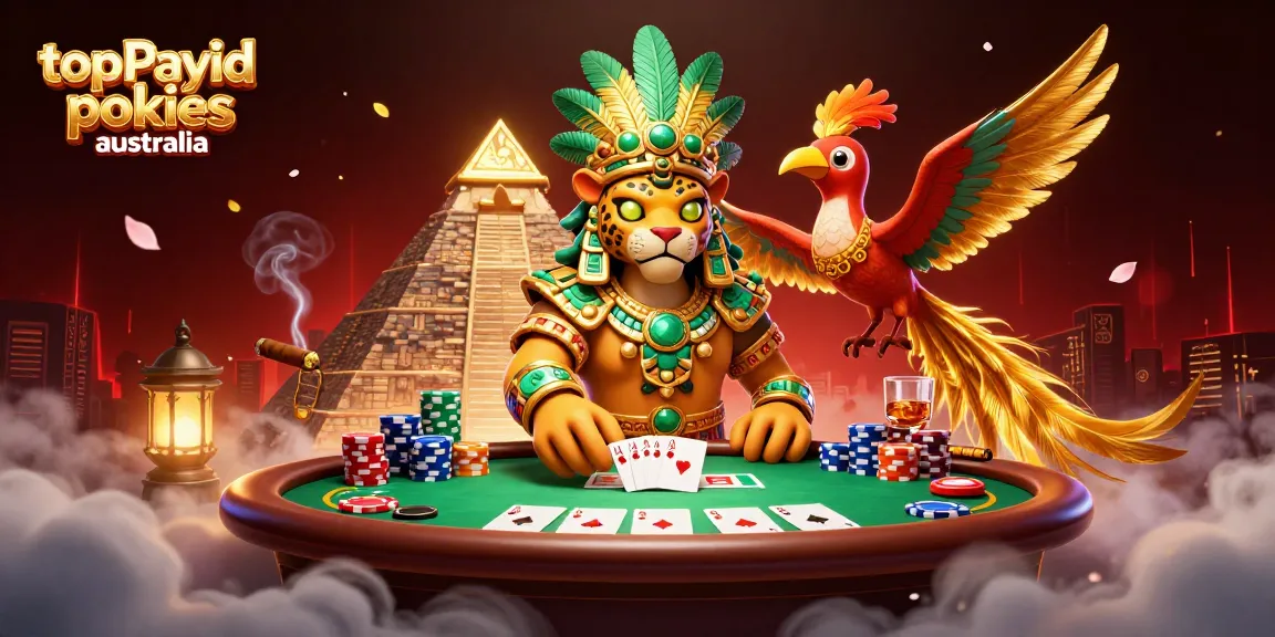 Experience top payid pokies australia in a vibrant 3D casino scene with Mayan characters and dynamic game elements.